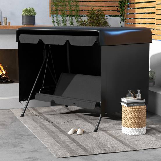 Housse de Protection Mobilier Jardin PE Balancelle Imperméable 215x155x150 Noir - ComfortXL Outdoor Living - Image 3