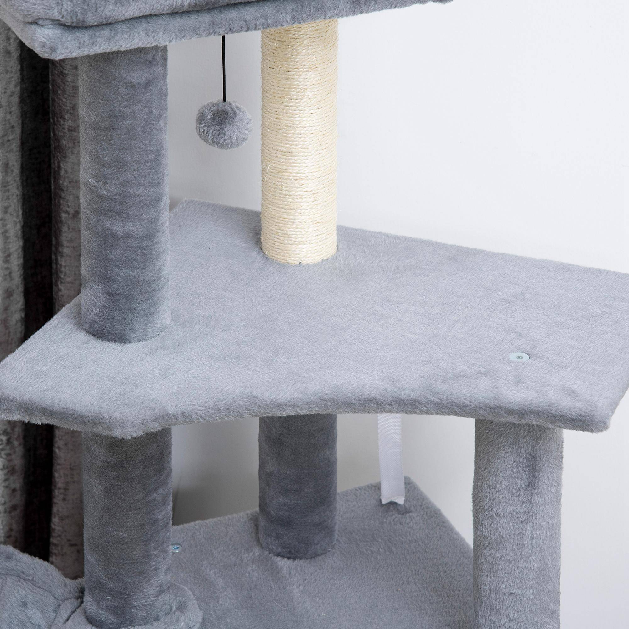 Pawhut - Arbre à chat multi-équipement griffoirs grattoirs plateforme niche hamac jeu boule suspendue gris - Imagen 7