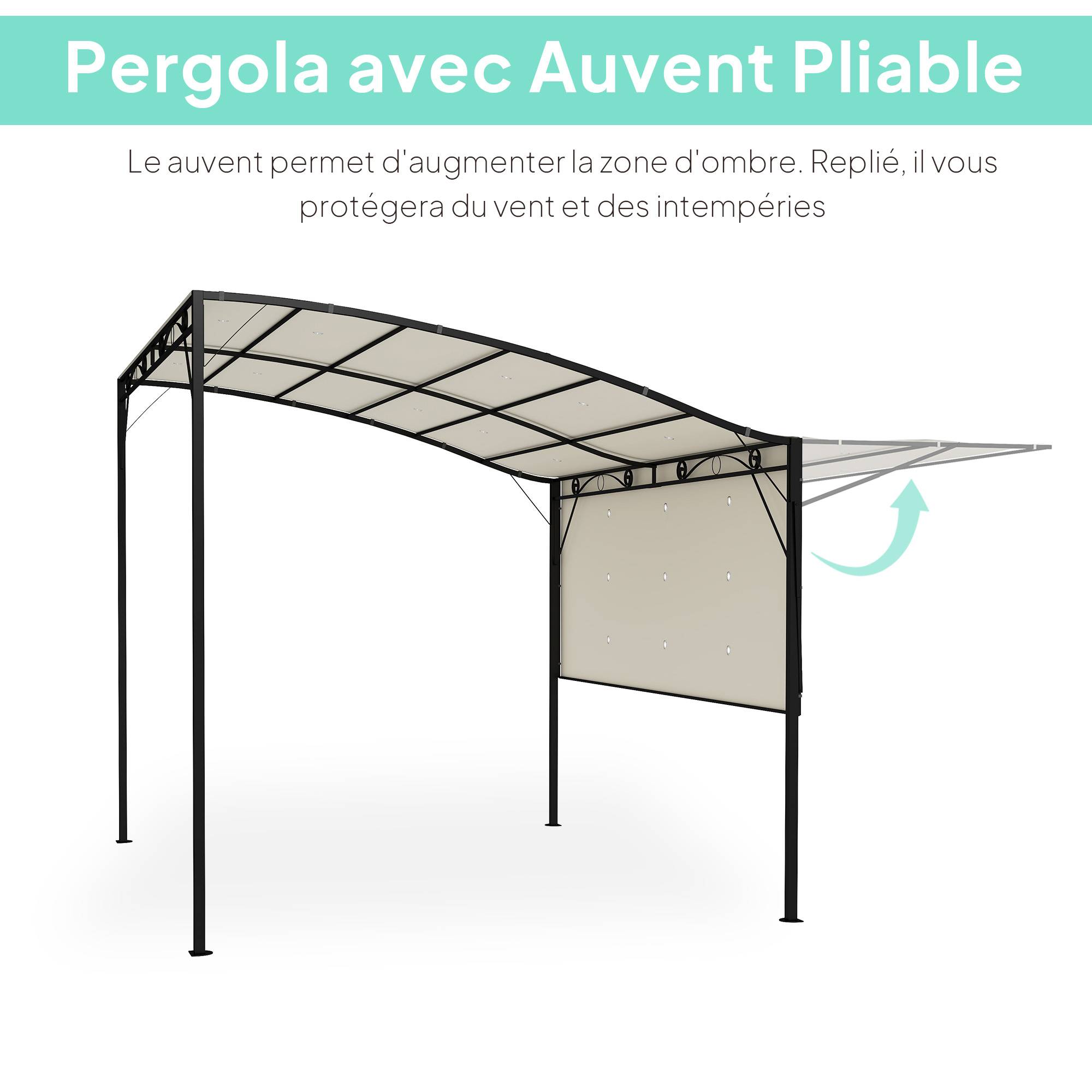 Outsunny - Pergola tonnelle de jardin auvent réglable acier polyester haute densité crème - OUTSUNNY - Image 5