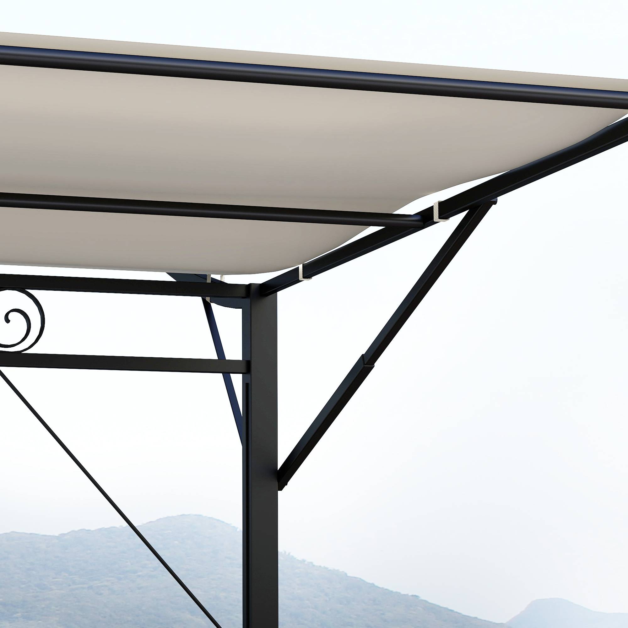 Outsunny - Pergola tonnelle de jardin auvent réglable acier polyester haute densité crème - OUTSUNNY - Image 7