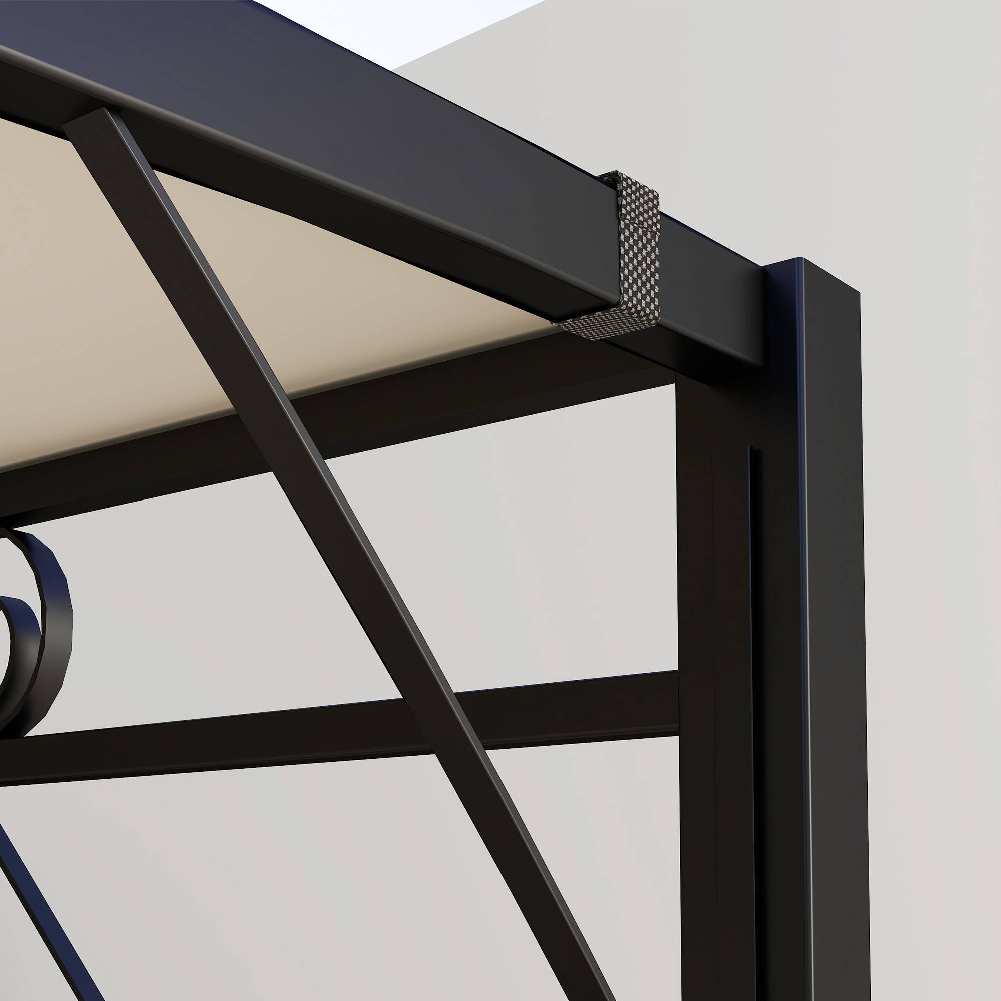 Outsunny - Pergola tonnelle de jardin auvent réglable acier polyester haute densité crème - OUTSUNNY - Image 8