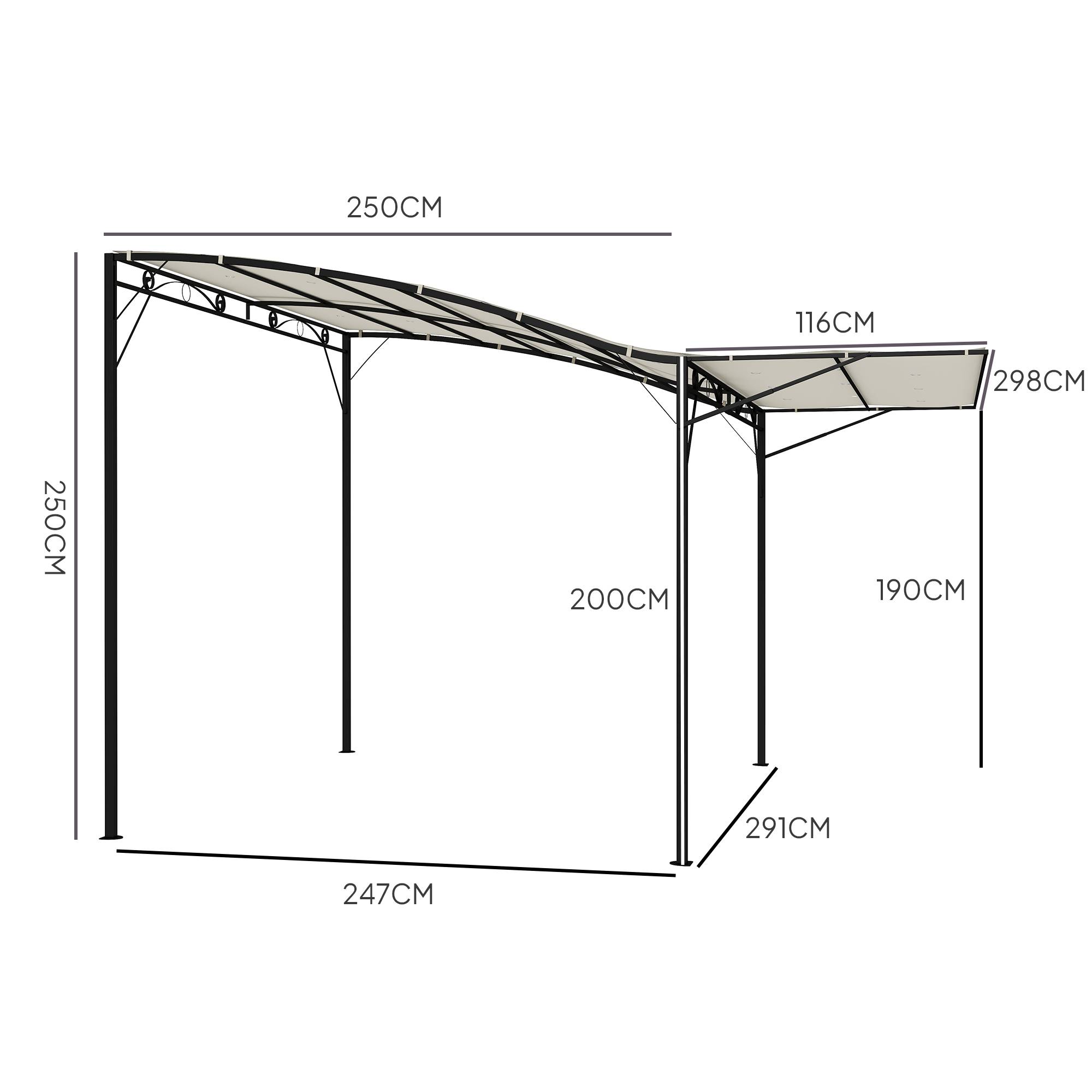 Outsunny - Pergola tonnelle de jardin auvent réglable acier polyester haute densité crème - OUTSUNNY - Image 3