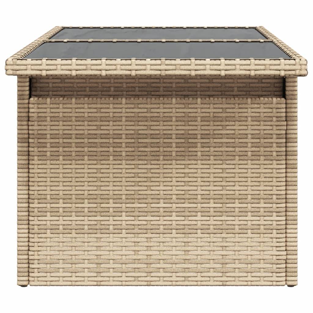 PANGIVO - Table de jardin poly rotin verre beige 100 x 55 x 73 cm - PANGIVO - Image 6