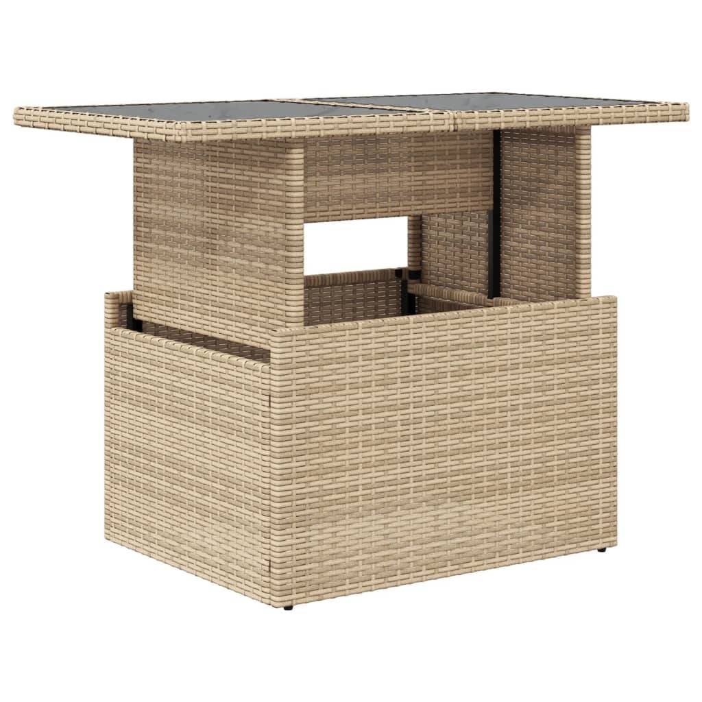PANGIVO - Table de jardin poly rotin verre beige 100 x 55 x 73 cm - PANGIVO - Image 2