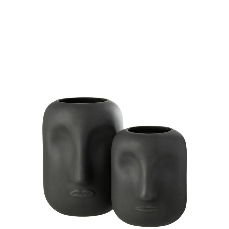 J-Line - Vase en verre noir 18x18x25 cm - J-Line - Image 2