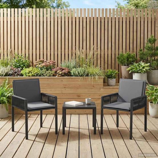 Chaises de jardin polyrotin noir et gris foncé 56.5 x 62.5 x 83 cm - PANGIVO - Image 1