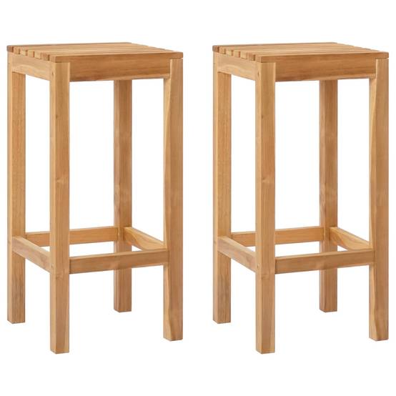 Tabouret de bar bois de teck naturel 35 x 35 x 75 cm - PANGIVO - Image 2