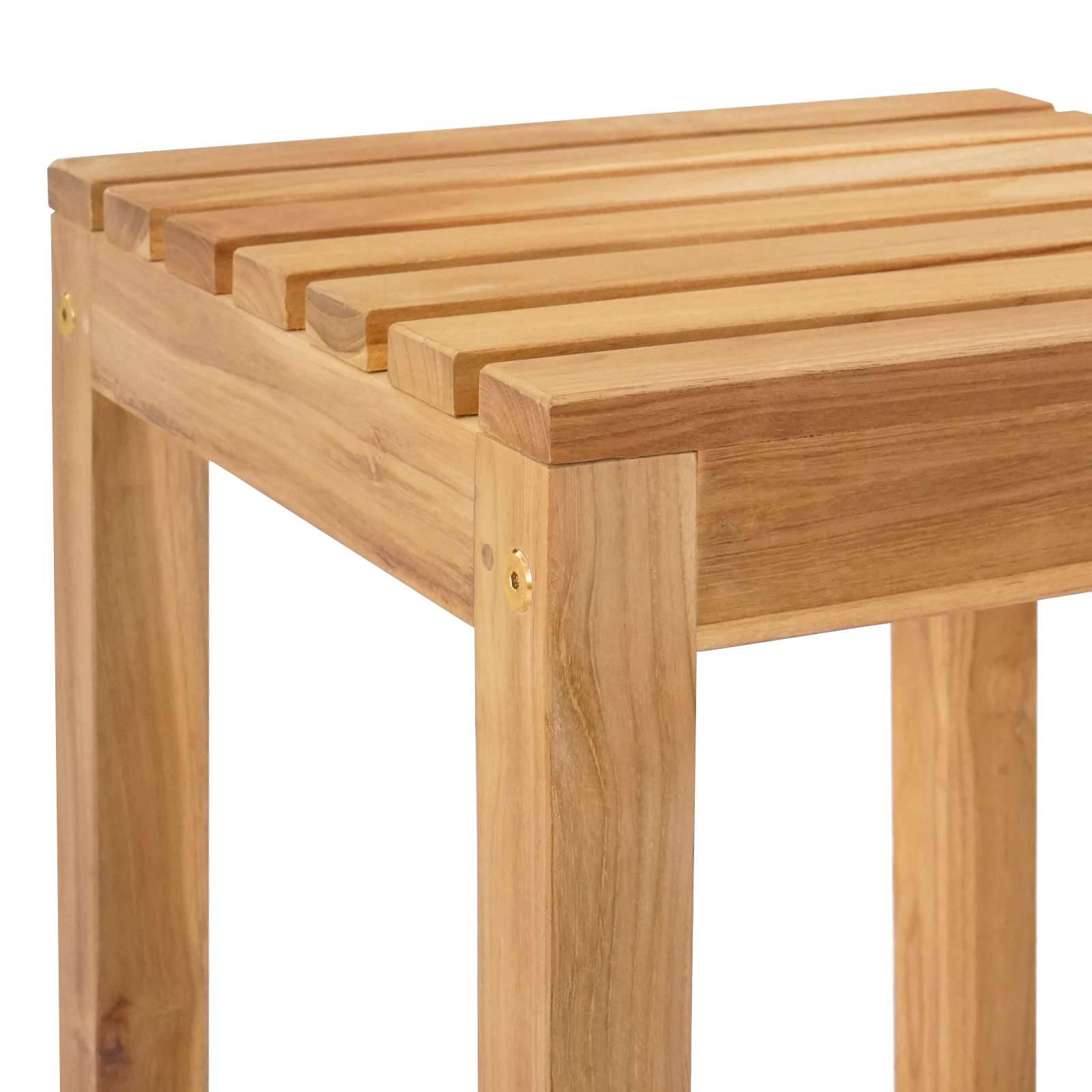 Tabouret de bar bois de teck naturel 35 x 35 x 75 cm - PANGIVO - Image 7