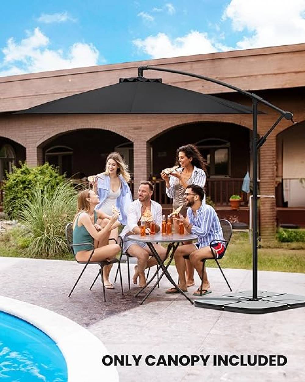 Parasol de jardin Auvent de rechange universel de terrasse, compatible avec un parasol de 3m à 8 baleines, auvent uniquement,noir-Lytech - Image 4