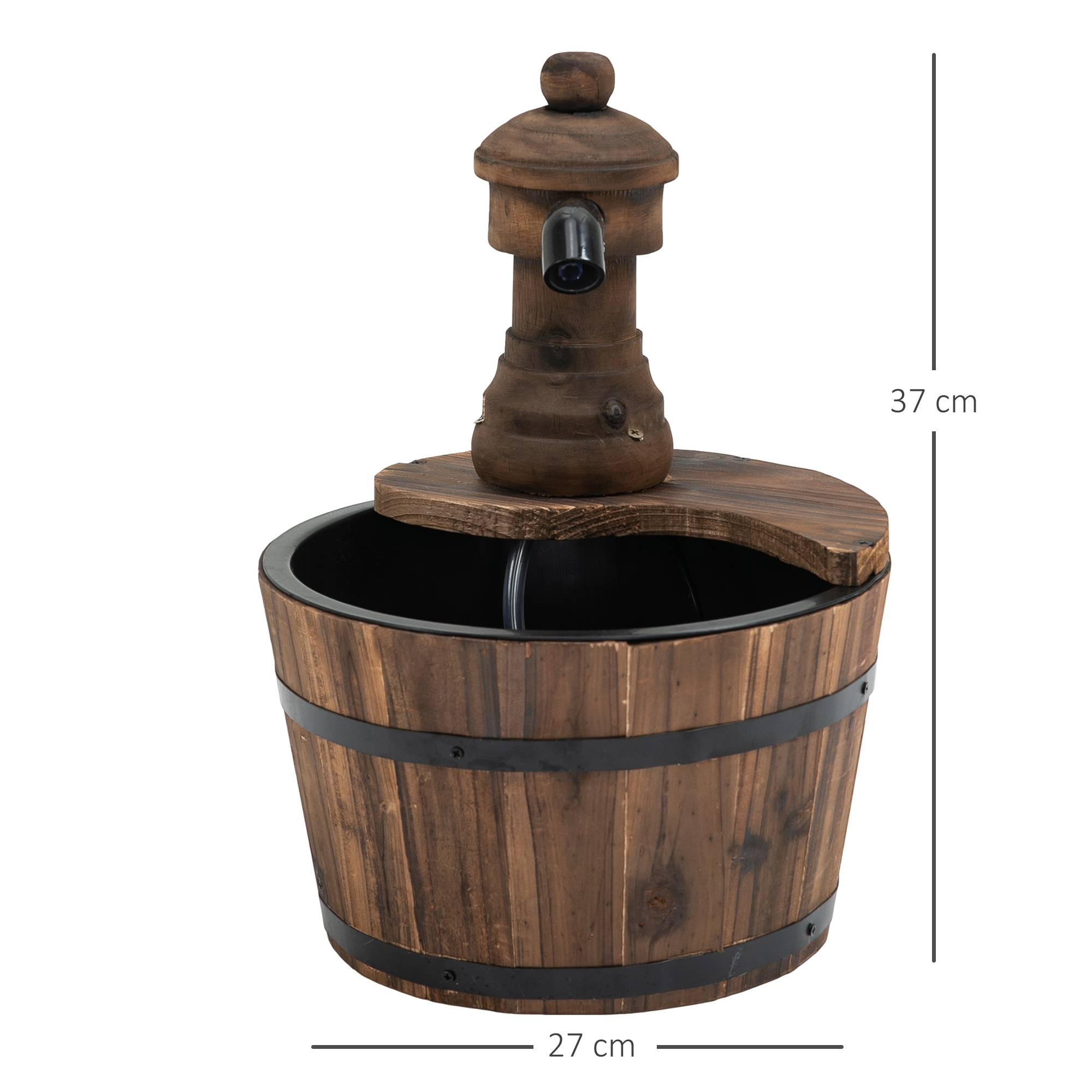 Fontaine de jardin bois de sapin et métal bois naturel 27 x 27 x 37 cm - PANGIVO - Image 5