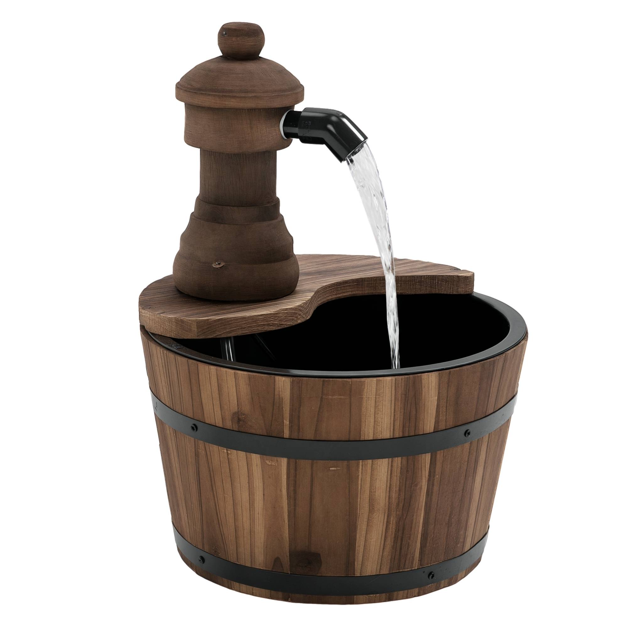 Fontaine de jardin bois de sapin et métal bois naturel 27 x 27 x 37 cm - PANGIVO - Image 1