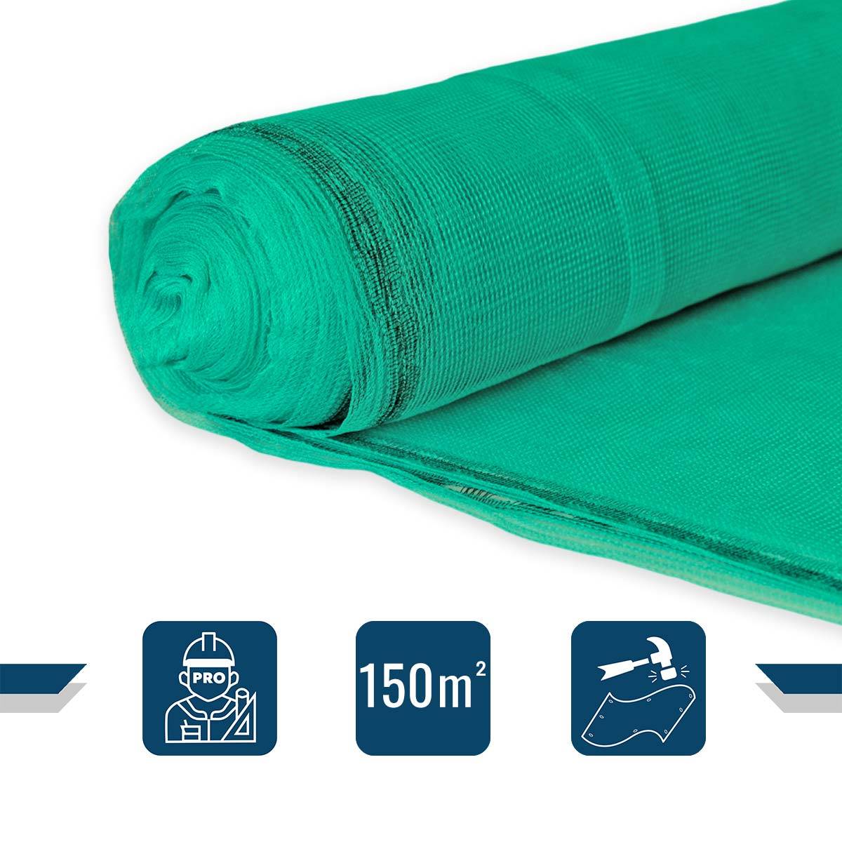 Filet d'échafaudage Vert 3,07x50 m 50EC - Qualité PRO - Filet de protection d'échafaudage pour chantier - Pare-gravats TECPLAST - Image 2