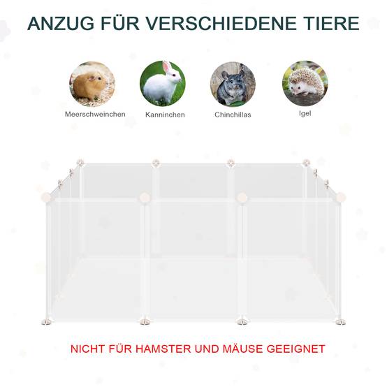 Enclos pour petits animaux métal et plastique blanc 105 x 105 x 45 cm - PANGIVO - Image 7