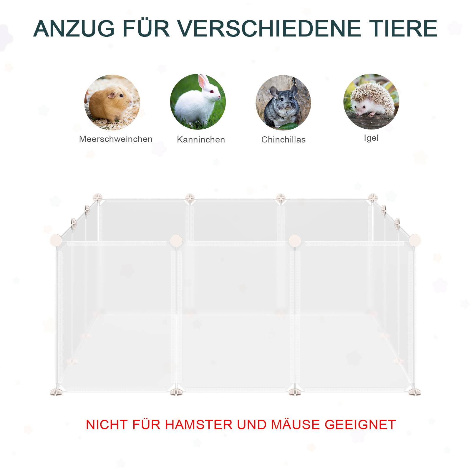 Enclos pour petits animaux métal et plastique blanc 105 x 105 x 45 cm - PANGIVO - Image 7