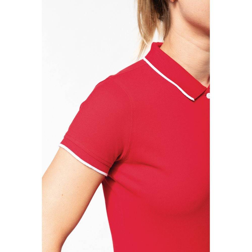 Polo maille piqué femme Kariban 100% coton Rouge / Blanc XS - Image 6