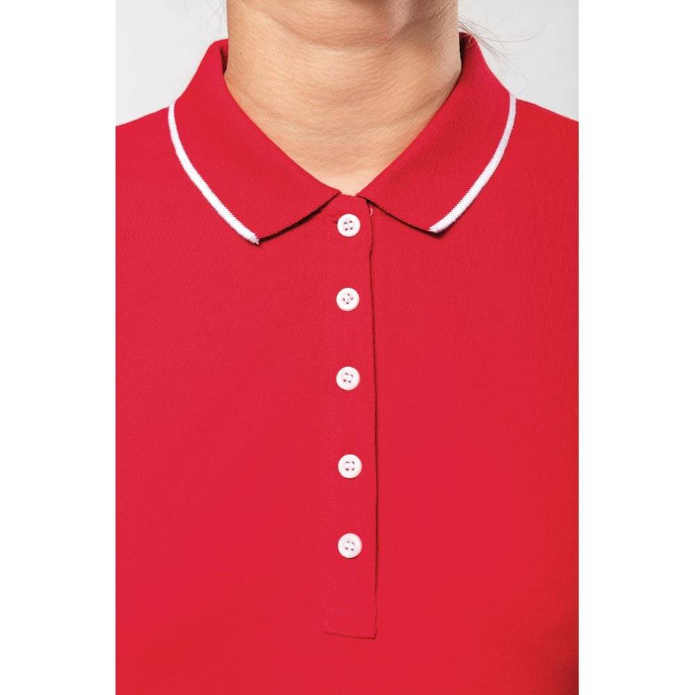 Polo maille piqué femme Kariban 100% coton Rouge / Blanc XS - Image 7
