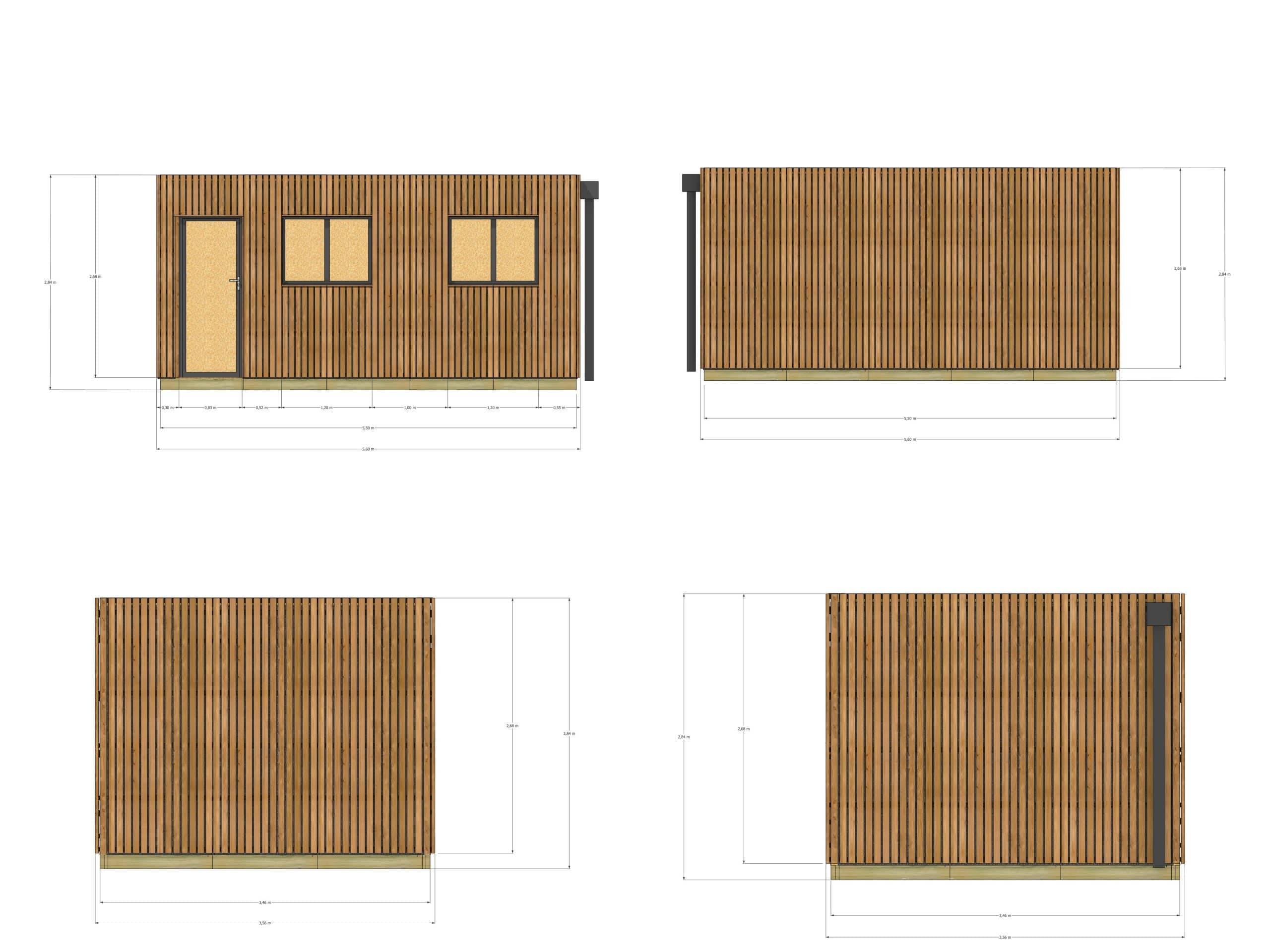 Sans Marque - Annexe de jardin sans permis en bois 5,5 x 3,5 x 2,7 m avec plancher isolé - Imagen 4
