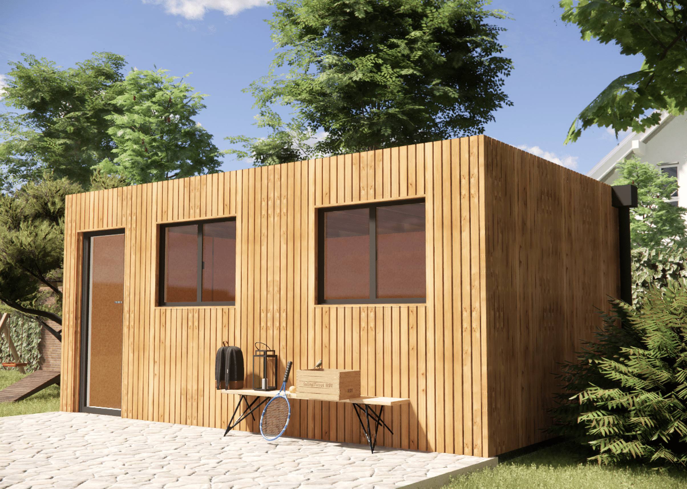 Sans Marque - Annexe de jardin sans permis en bois 5,5 x 3,5 x 2,7 m avec plancher isolé - Imagen 6