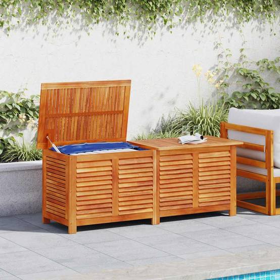 Boîte de rangement de jardin bois d'acacia naturel 150 x 50 x 56 cm - PANGIVO - Image 3
