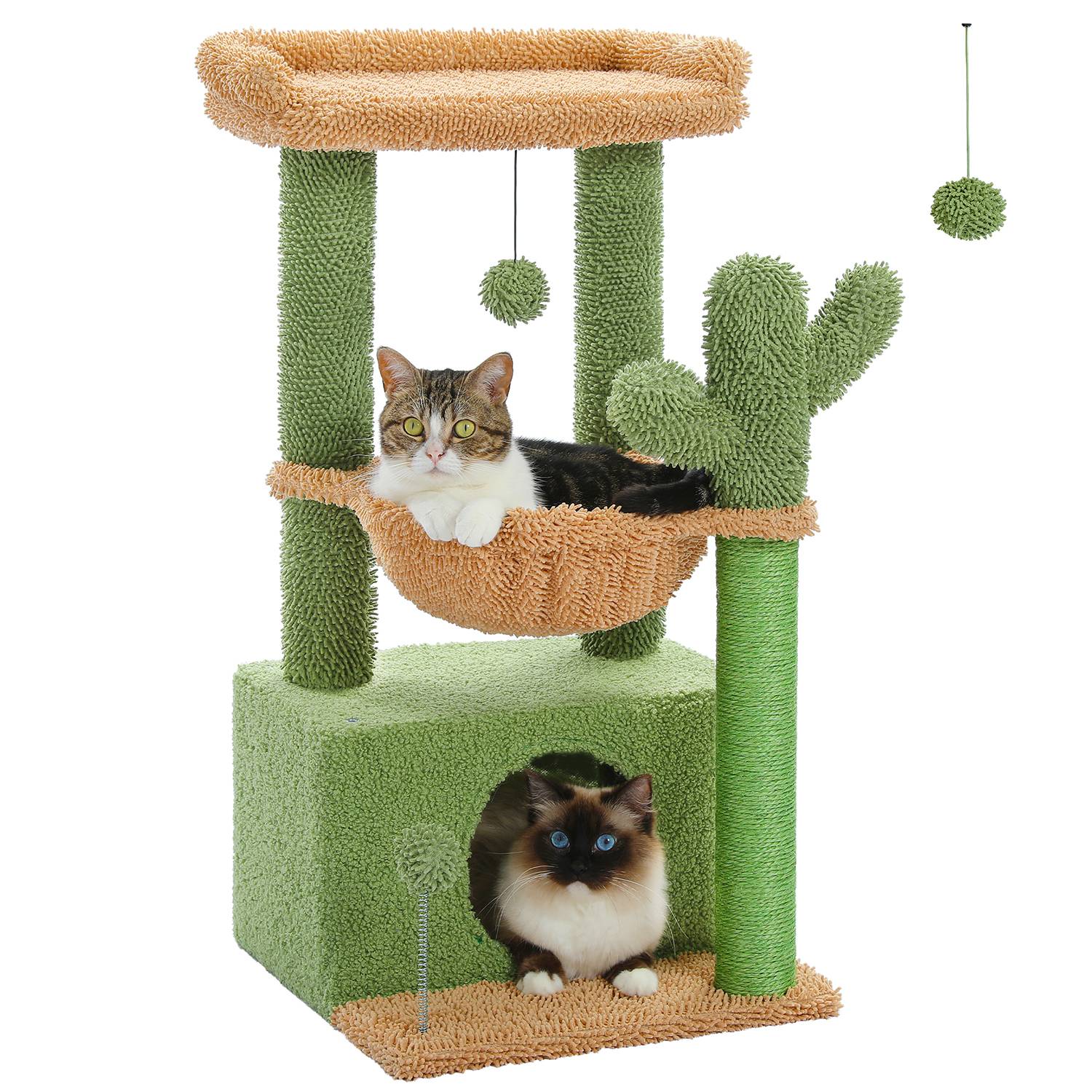 Petit Arbre à Chat Cactus avec Grand Condo 83 cm Vert PAWZ Road
