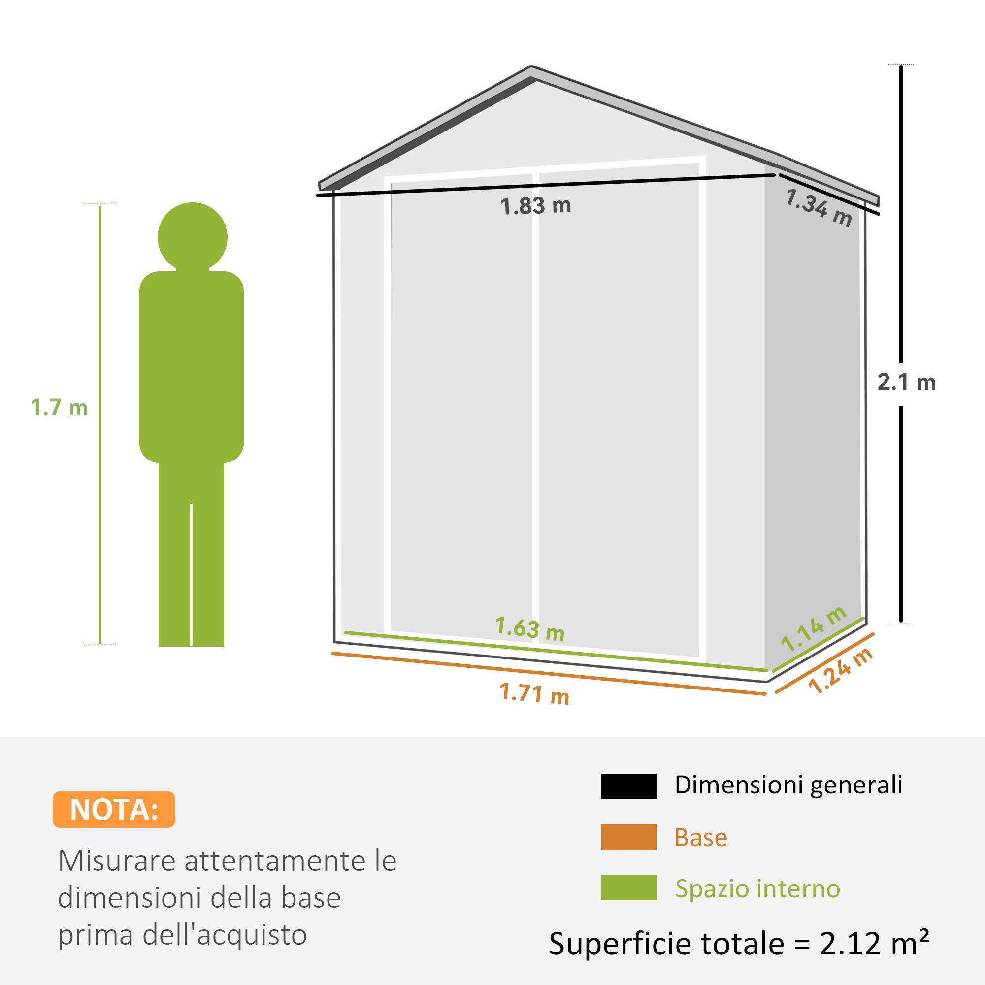 ComfortXL - Abri de jardin polypropylène aluminium 183 x 134 x 210 cm gris fenêtre double porte - ComfortXL Outdoor Living - Image 5