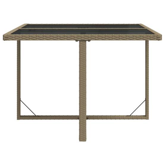 Table de Jardin 4 Personnes Beige 109x107cm en Résine Tressée et Plateau Verre Facile d'Entretien – ComfortXL Outdoor Living - Image 4