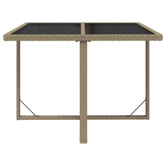Table de Jardin 4 Personnes Beige 109x107cm en Résine Tressée et Plateau Verre Facile d'Entretien – ComfortXL Outdoor Living - Image 3
