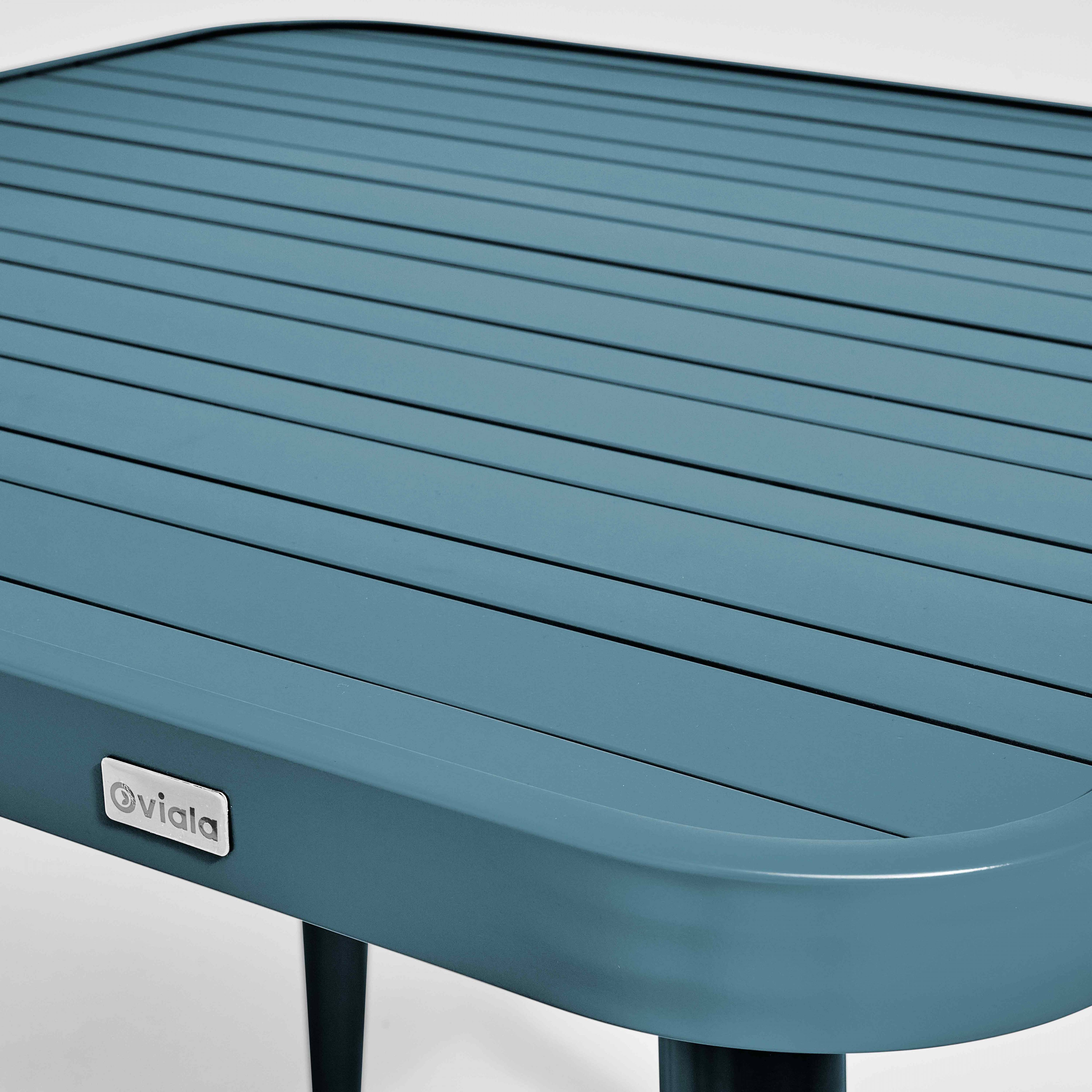 Oviala - Ensemble table de jardin et 2 fauteuils aluminium/bois bleu canard Bristol - Oviala - Imagen 4