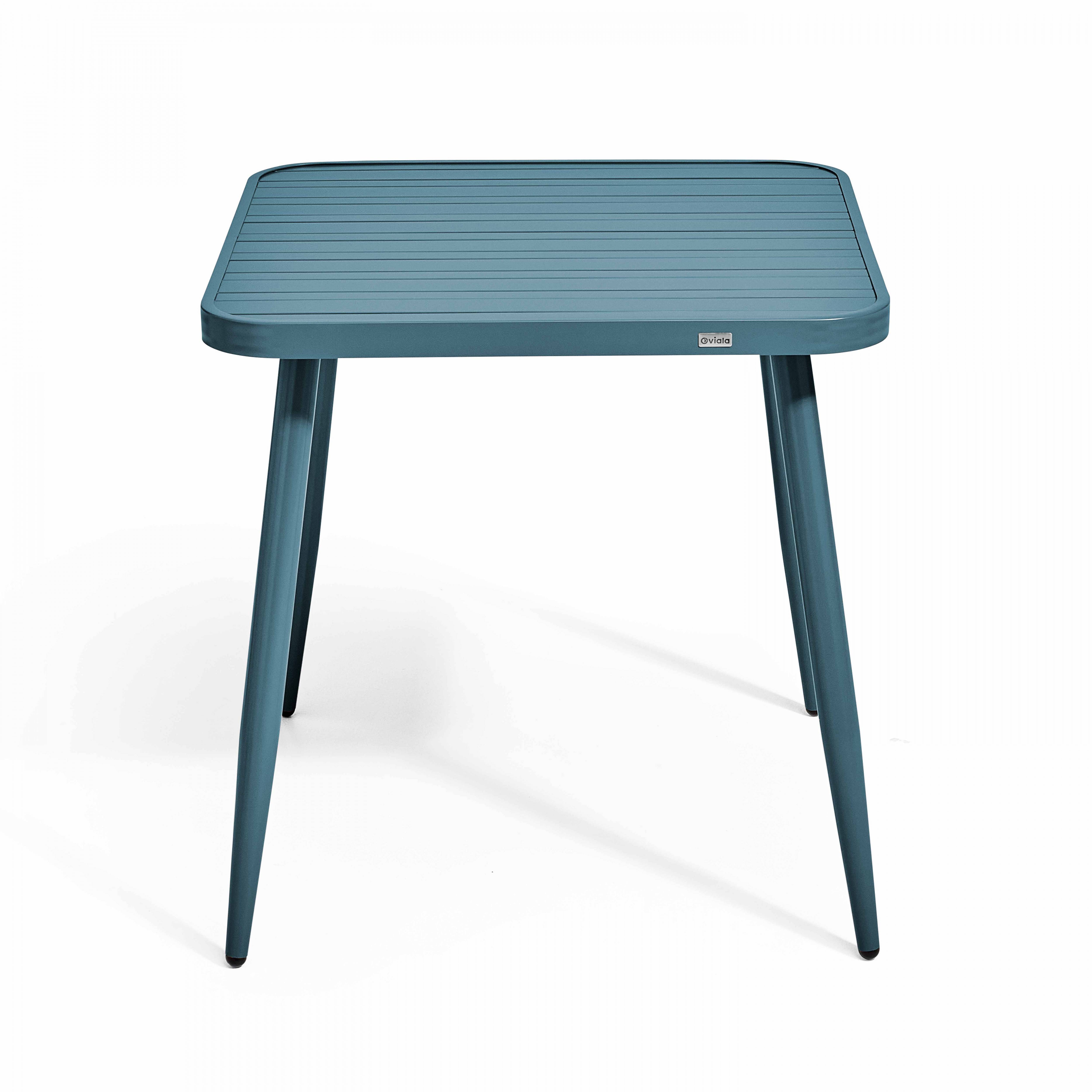 Oviala - Ensemble table de jardin et 2 fauteuils aluminium/bois bleu canard Bristol - Oviala - Imagen 3