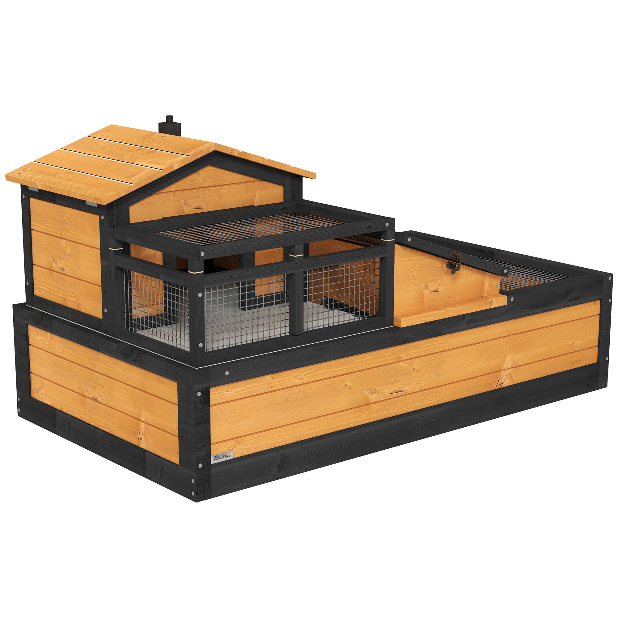 ComfortXL - Enclos tortue bois de sapin jaune 2 niveaux habitat intérieur extérieur 3 zones avec tiroir et portes verrouillables - Image 2