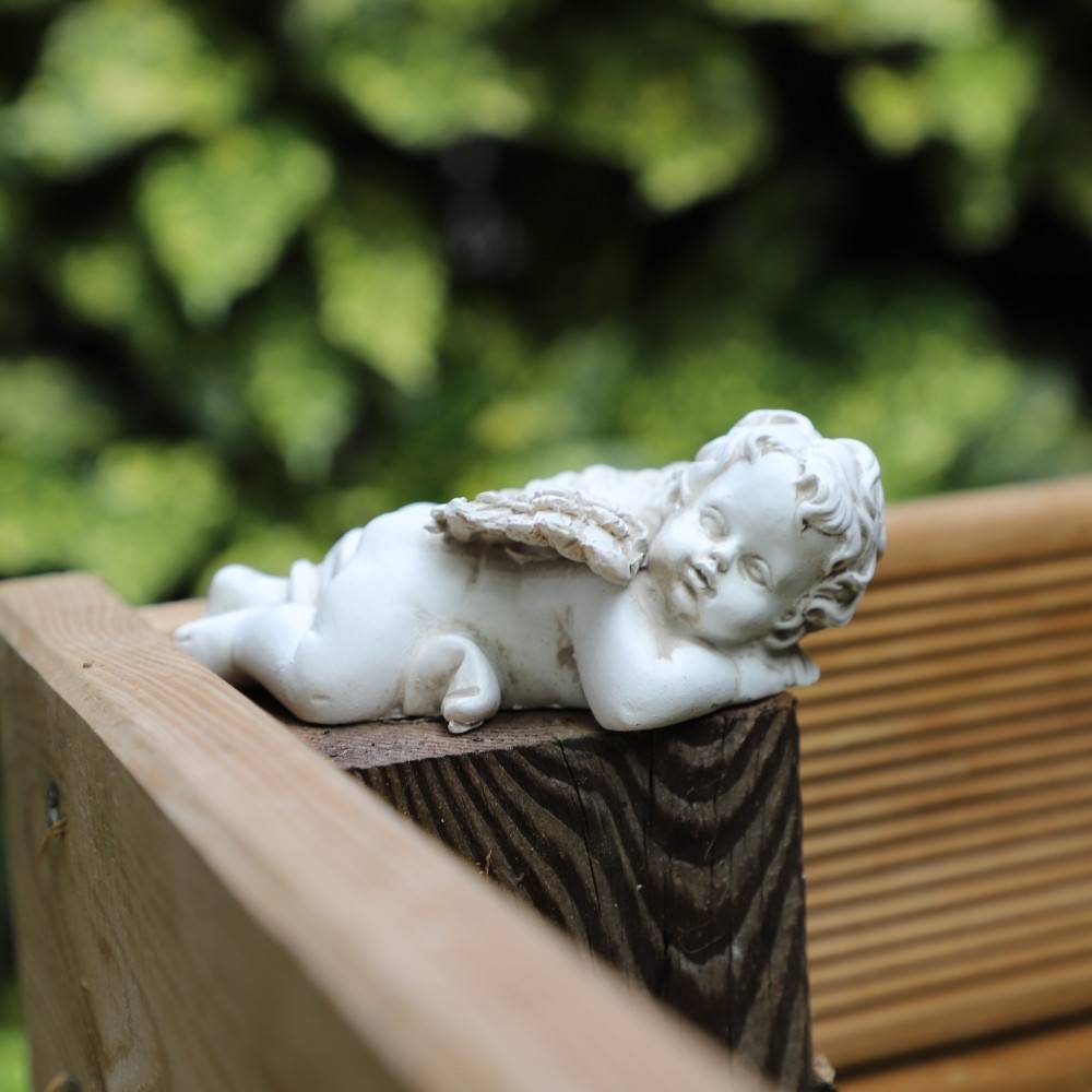 Chemin De Campagne - Statue statuette sculpture jardin ange chérubin résine blanche 8cm Chemin de campagne - Imagen 3