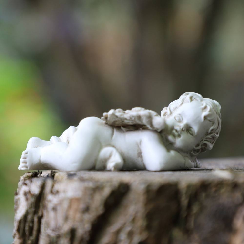 Chemin De Campagne - Statue statuette sculpture jardin ange chérubin résine blanche 8cm Chemin de campagne - Imagen 2
