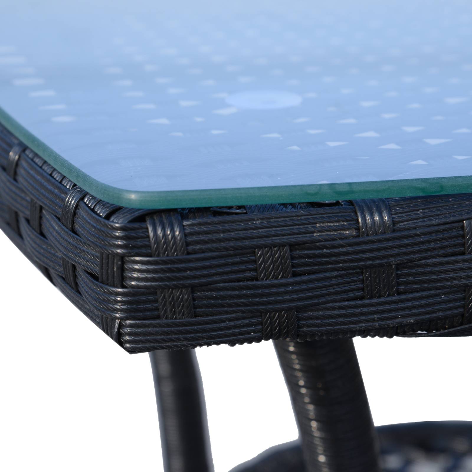 Outsunny - Ensemble salon de jardin 2 places 2 fauteuils table basse plateau verre trempé résine tressée 4 fils imitation rotin avec coussins noir - Outsunny - Imagen 9