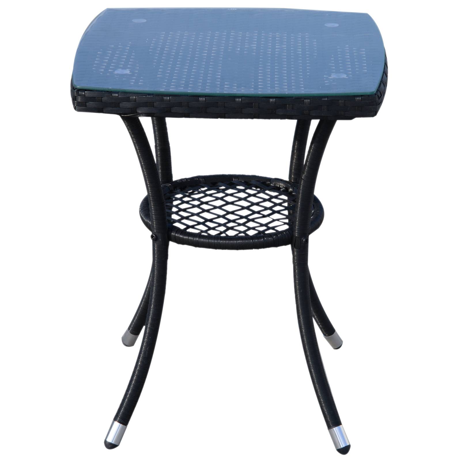 Outsunny - Ensemble salon de jardin 2 places 2 fauteuils table basse plateau verre trempé résine tressée 4 fils imitation rotin avec coussins noir - Outsunny - Imagen 6