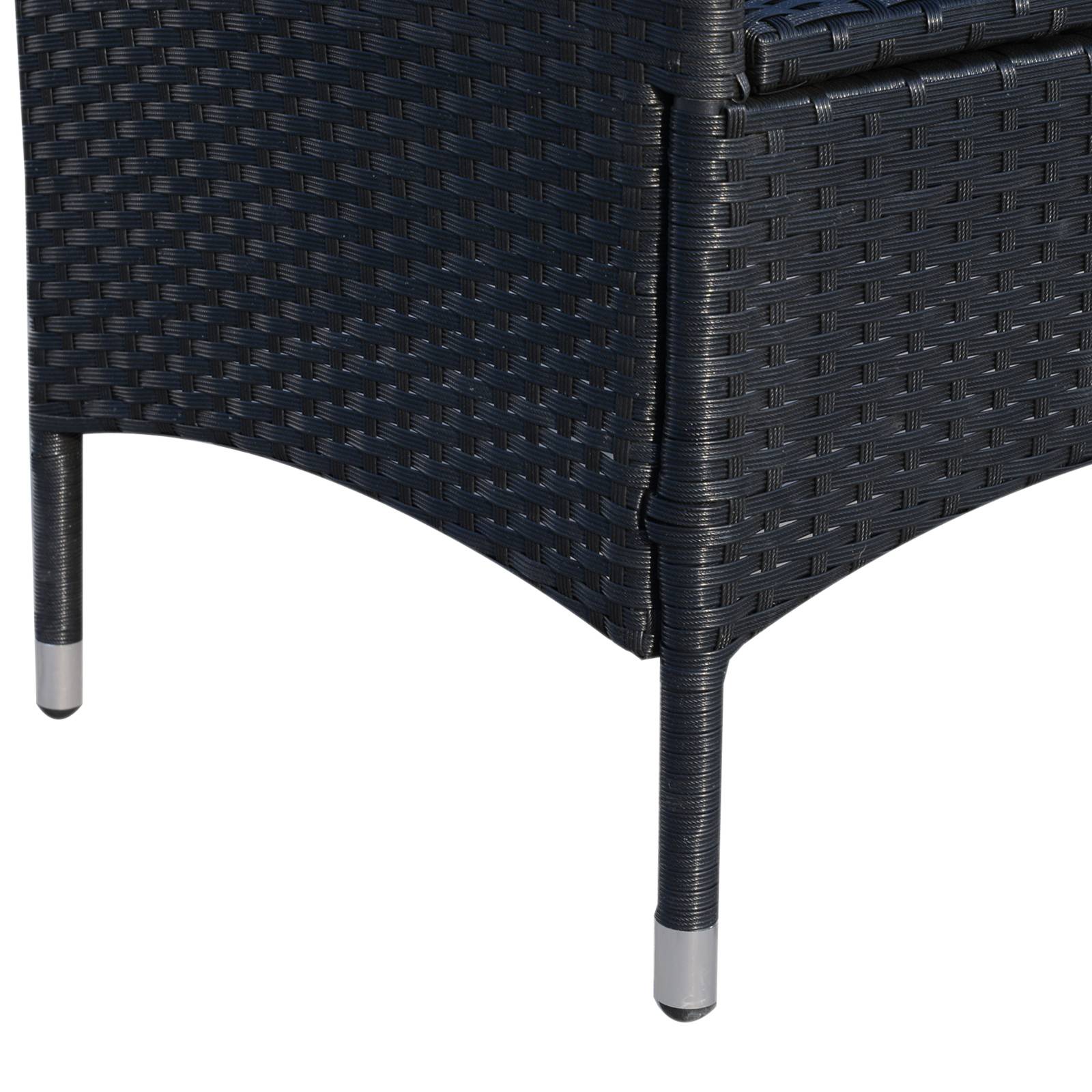 Outsunny - Ensemble salon de jardin 2 places 2 fauteuils table basse plateau verre trempé résine tressée 4 fils imitation rotin avec coussins noir - Outsunny - Imagen 8