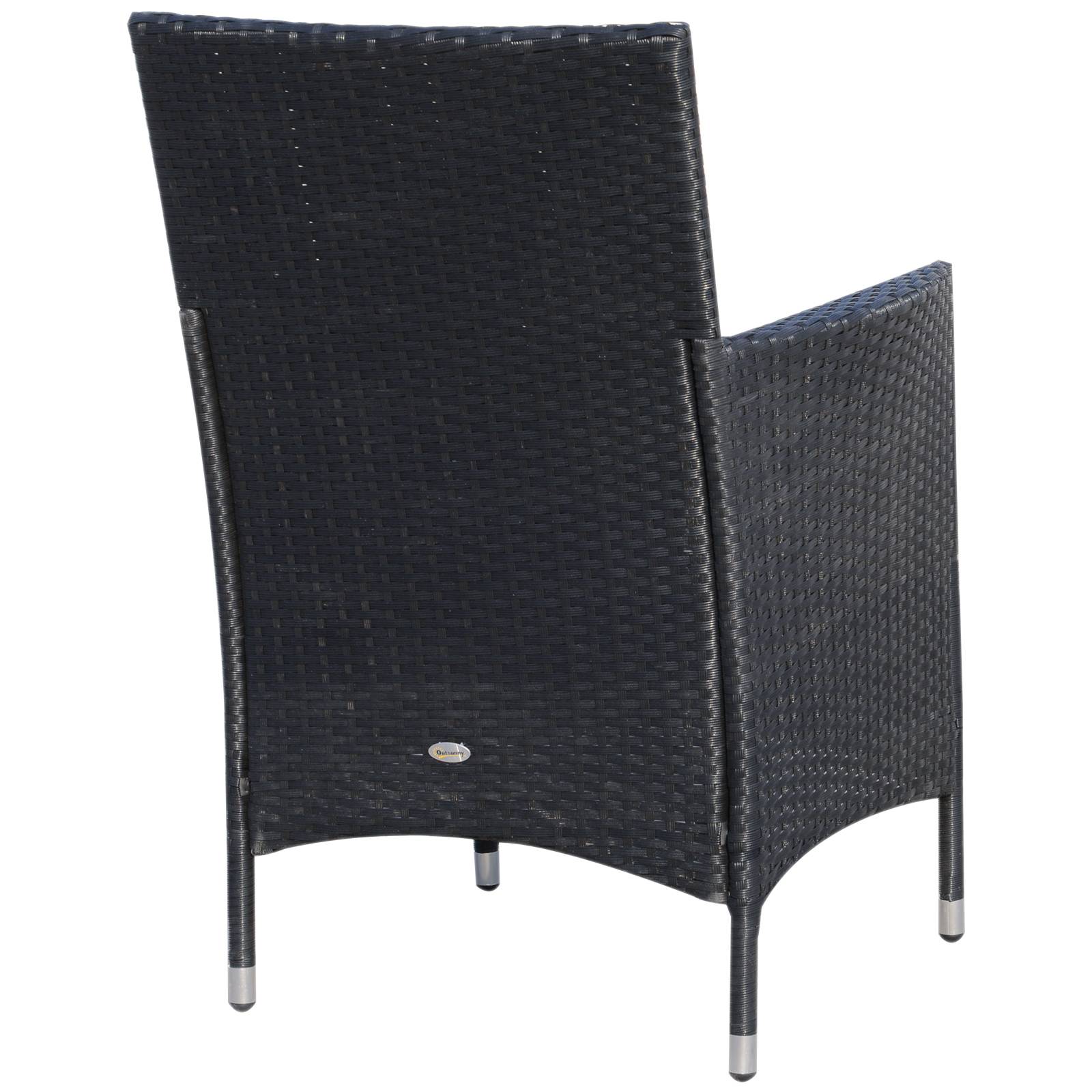Outsunny - Ensemble salon de jardin 2 places 2 fauteuils table basse plateau verre trempé résine tressée 4 fils imitation rotin avec coussins noir - Outsunny - Imagen 7