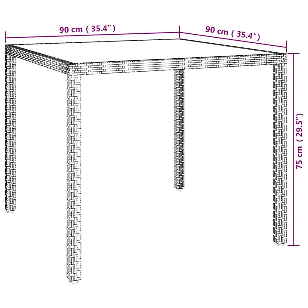 PANGIVO - Table de jardin résine tressée beige verre trempé 90 x 90 x 75 cm, Poids :20kg - PANGIVO - Image 7