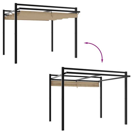 Pergola Autoportante Aluminium 3x3 m avec Toit Rétractable pour Jardin Taupe – ComfortXL Outdoor Living - Image 3