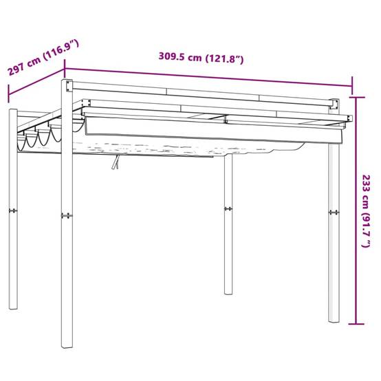 Pergola Autoportante Aluminium 3x3 m avec Toit Rétractable pour Jardin Taupe – ComfortXL Outdoor Living - Image 9