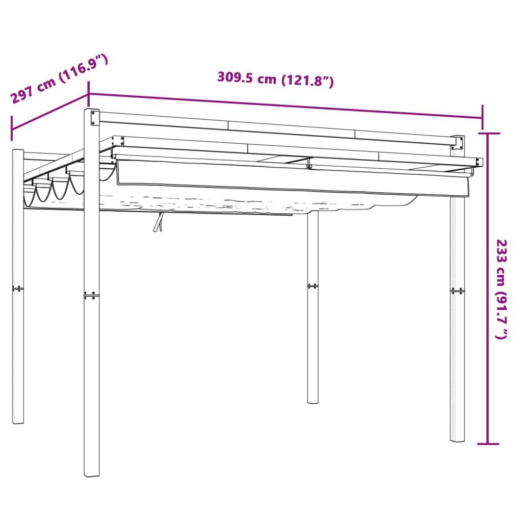 Pergola Autoportante Aluminium 3x3 m avec Toit Rétractable pour Jardin Taupe – ComfortXL Outdoor Living - Image 9