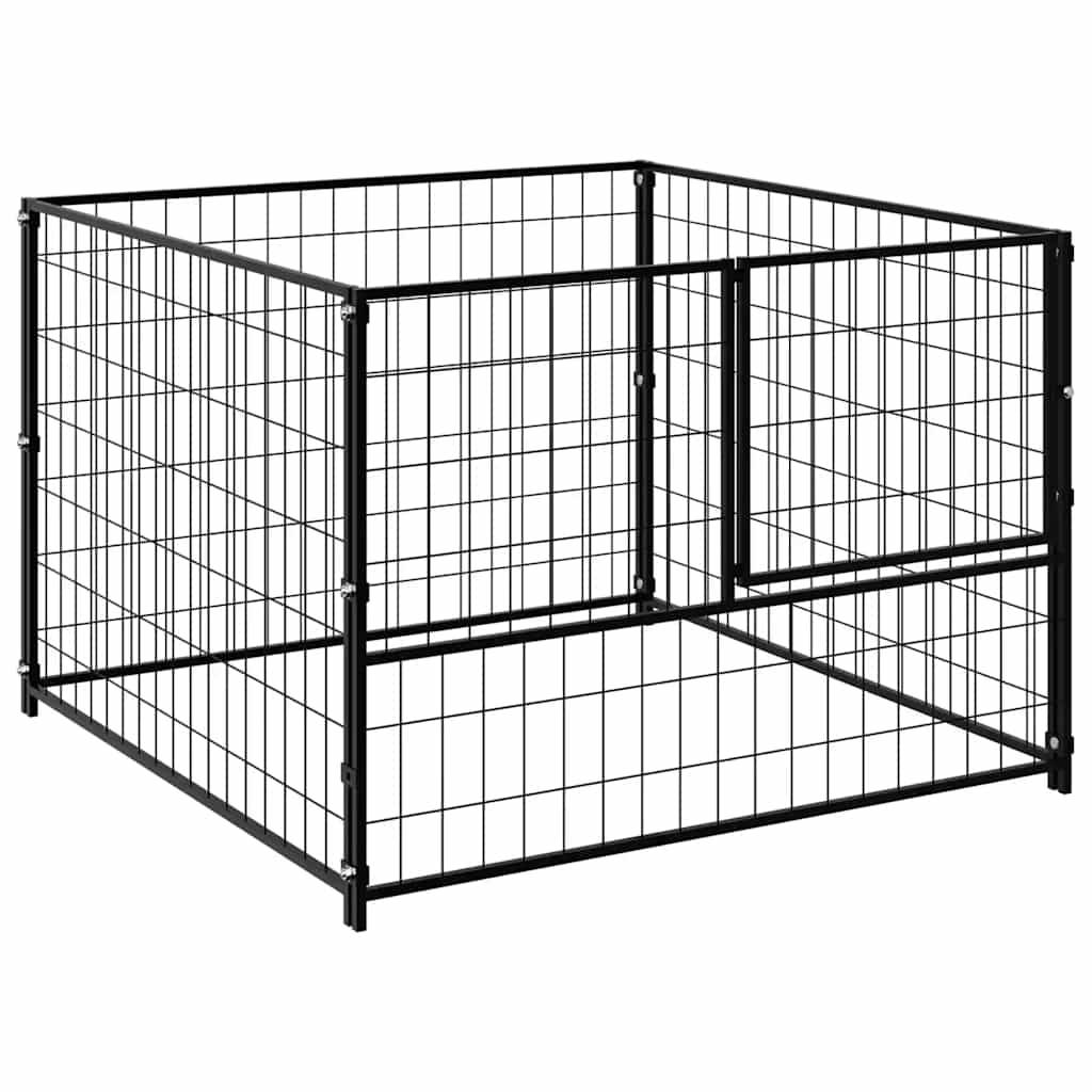 Vidaxl - Chenil Noir 100x100x70 cm Acier vidaXL 150789 - Imagen 2