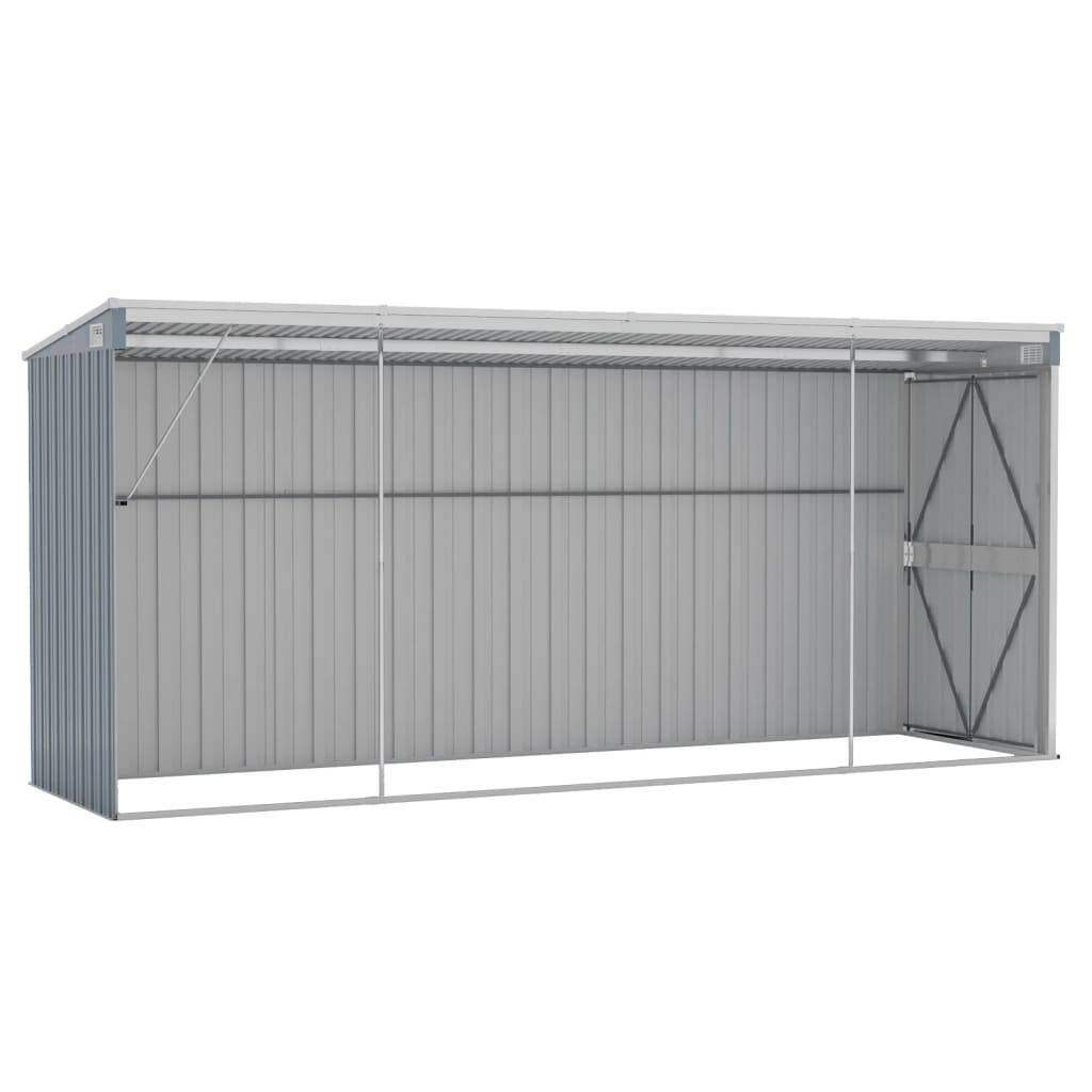 Helloshop26 - Abri de jardin cabane cabanon maison de stockage remise extérieur hangar outils robuste mural 118 x 382 x 178 cm acier galvanisé gris - Imagen 5