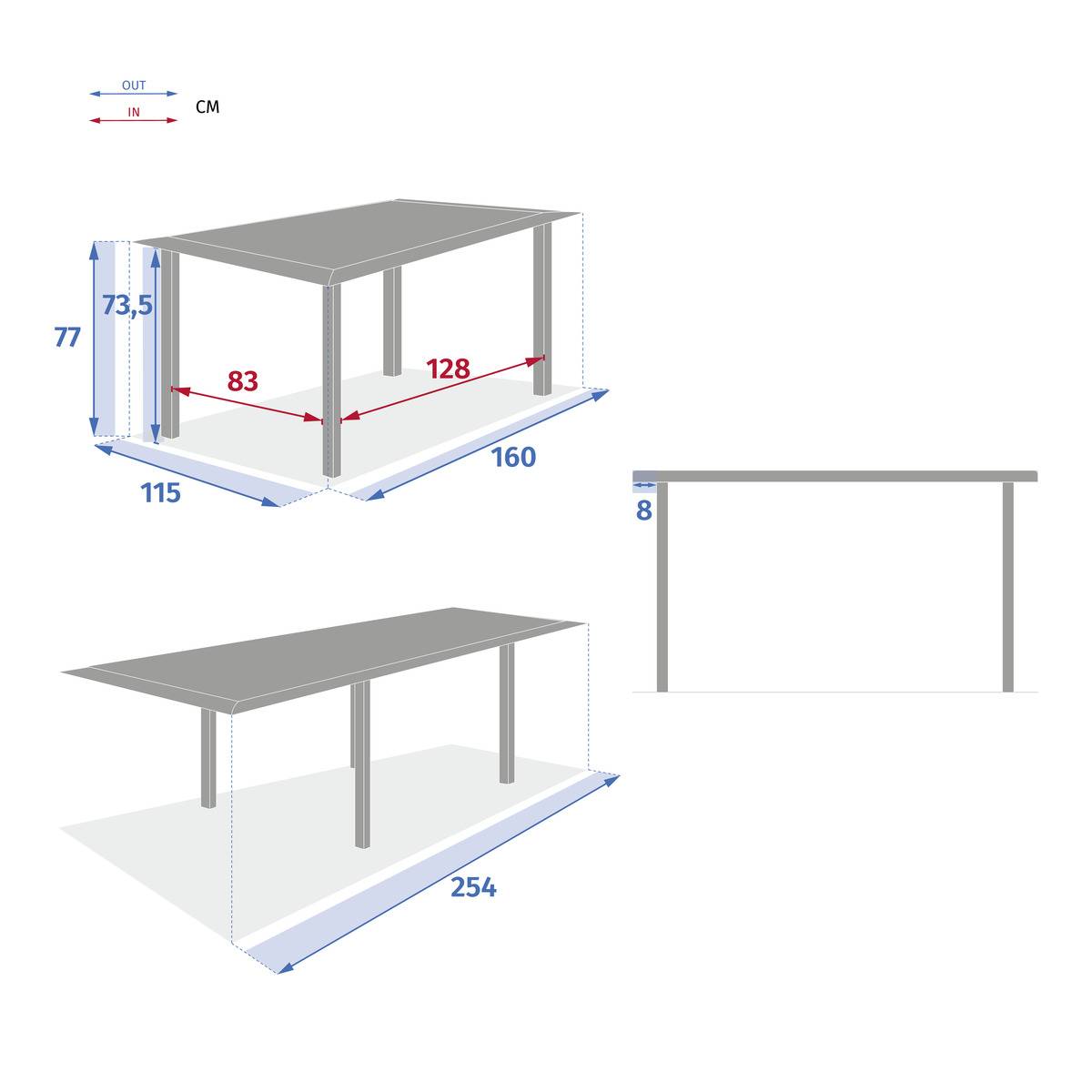Hesperide - Table de jardin extensible "Allure" gris & blanc 10 places en aluminium traité époxy Hespéride - Imagen 5