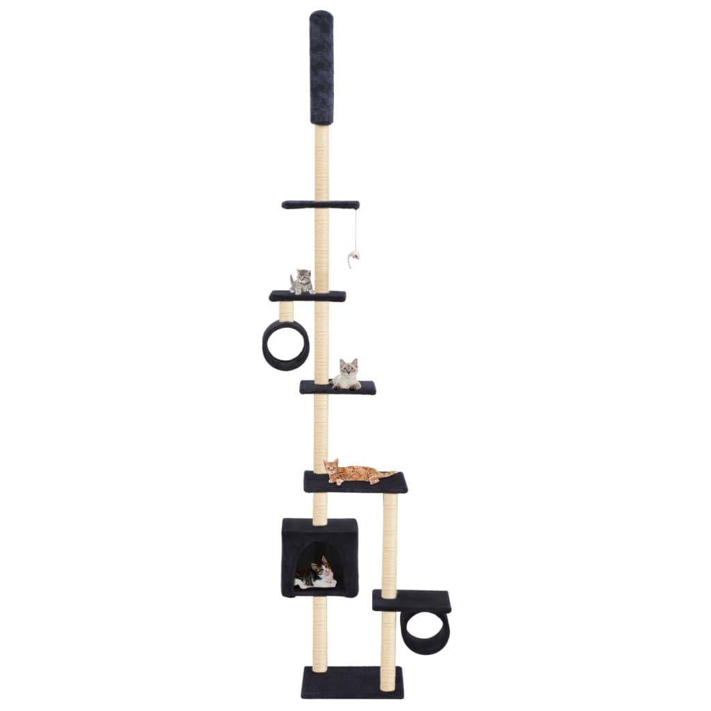 Helloshop26 - Arbre à chat griffoir grattoir niche jouet animaux peluché en sisal 260 cm bleu foncé - Imagen 1