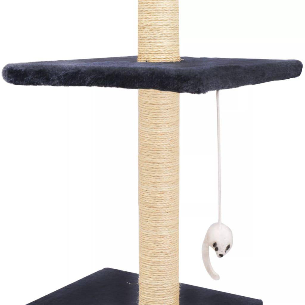 Helloshop26 - Arbre à chat griffoir grattoir niche jouet animaux peluché en sisal 260 cm bleu foncé - Imagen 6