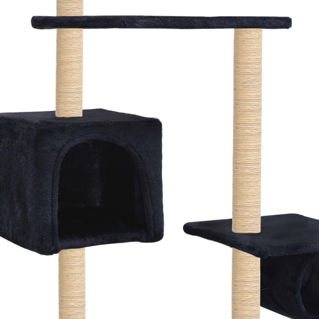 Helloshop26 - Arbre à chat griffoir grattoir niche jouet animaux peluché en sisal 260 cm bleu foncé - Imagen 4