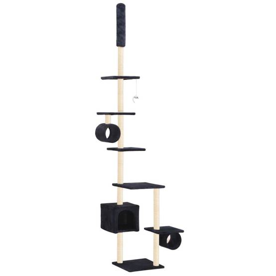 Helloshop26 - Arbre à chat griffoir grattoir niche jouet animaux peluché en sisal 260 cm bleu foncé - Imagen 2
