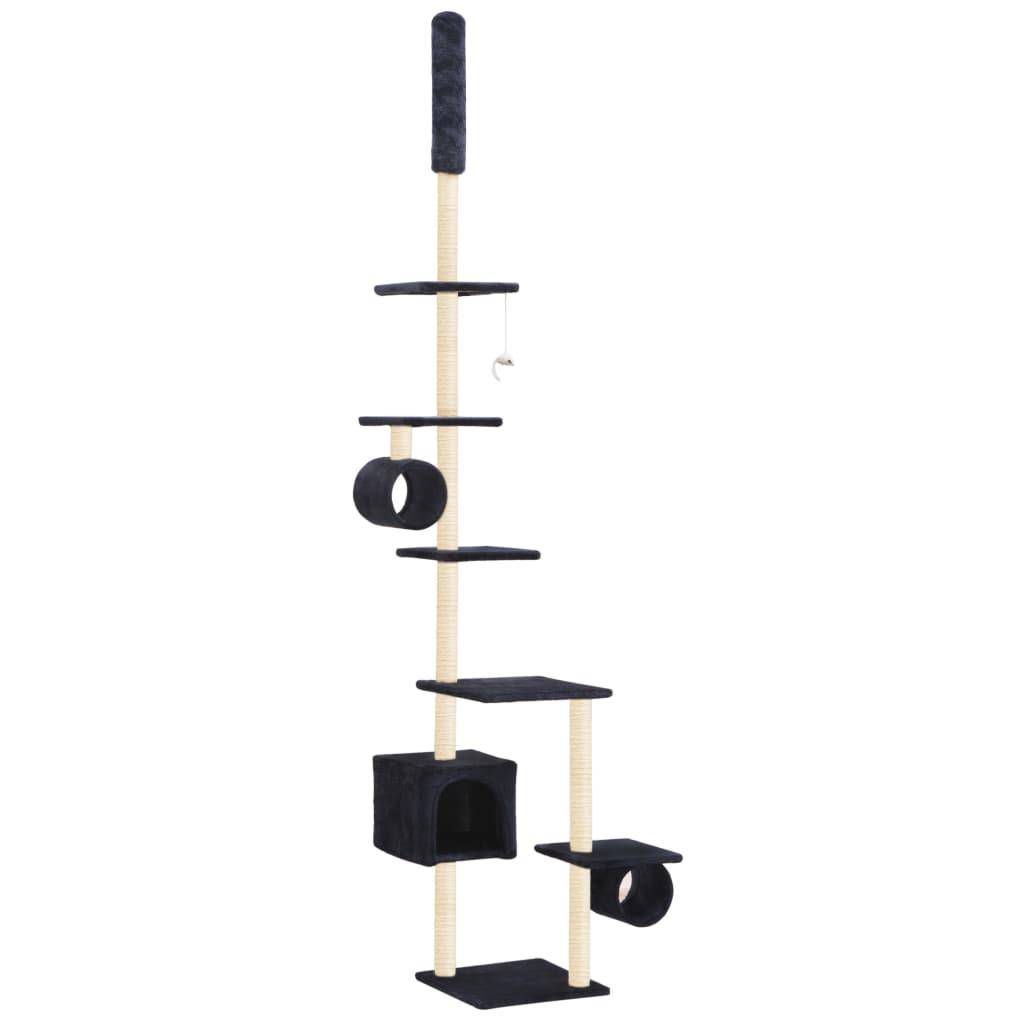 Helloshop26 - Arbre à chat griffoir grattoir niche jouet animaux peluché en sisal 260 cm bleu foncé - Imagen 2
