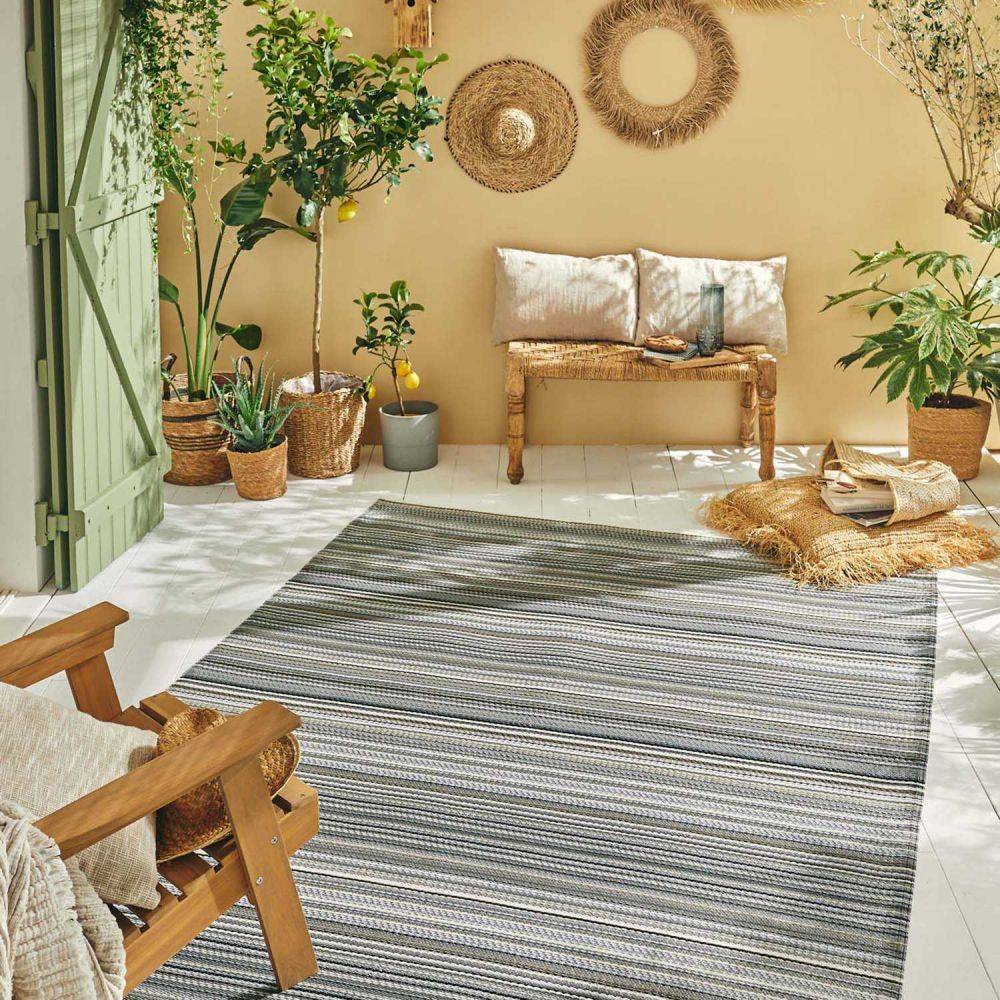 Jardindeco - Tapis extérieur en polypropylène Spargi 1746 gris 180 x 280 cm - Imagen 3