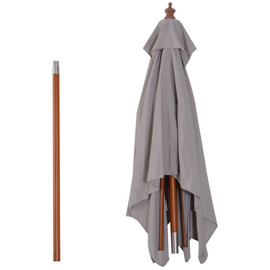 ComfortXL - Parasol de Jardin Rectangulaire Mât Bois Inclinable à Poulie 200x150 cm Gris - ComfortXL Outdoor Living - Image 9